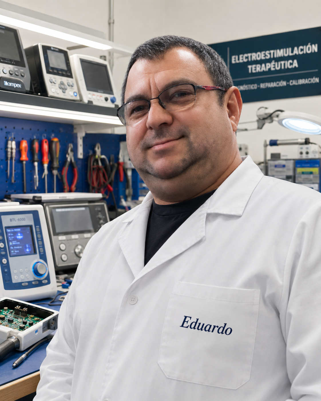 Eduardo Trindade, técnico em manutenção de equipamentos de eletroestimulação